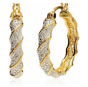 Bronze Accent Twisted Hoop Earrings